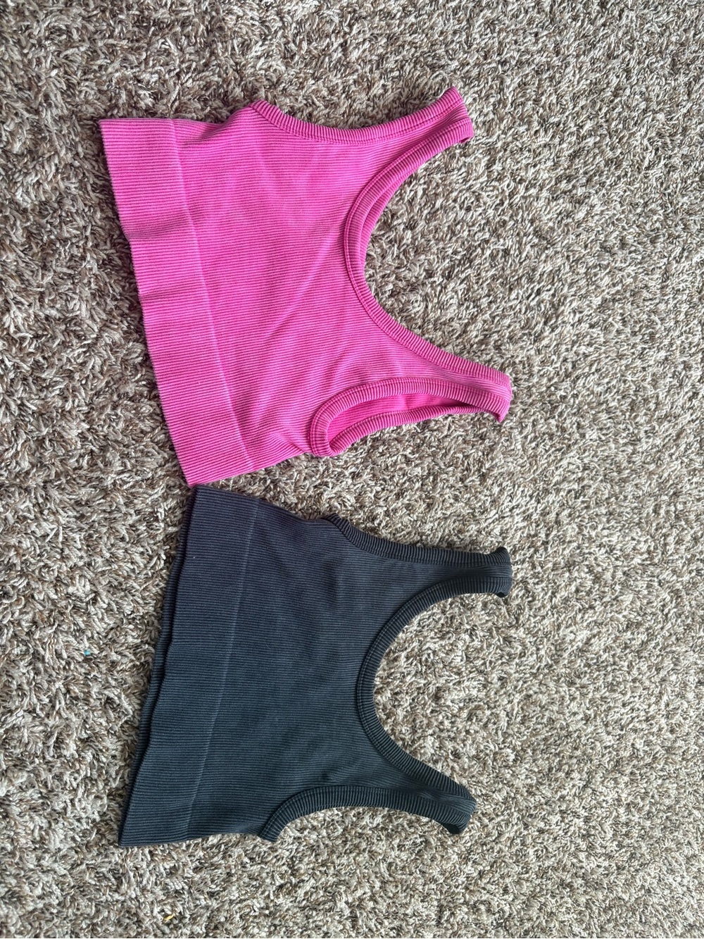 Women’s Ribbed Crop Tank Top Duo — Hot Pink & Black